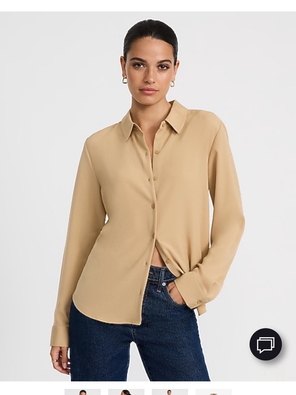 Express Women's Beige Button-Down Portofino Shirt